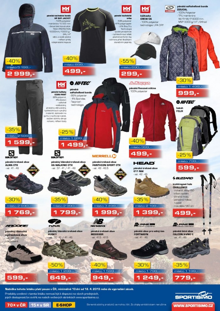 leták Sportisimo Aktuální leták od 18.4.2013 strana 1 leták Sportisimo Aktuální leták od 18.4.2013 strana 1