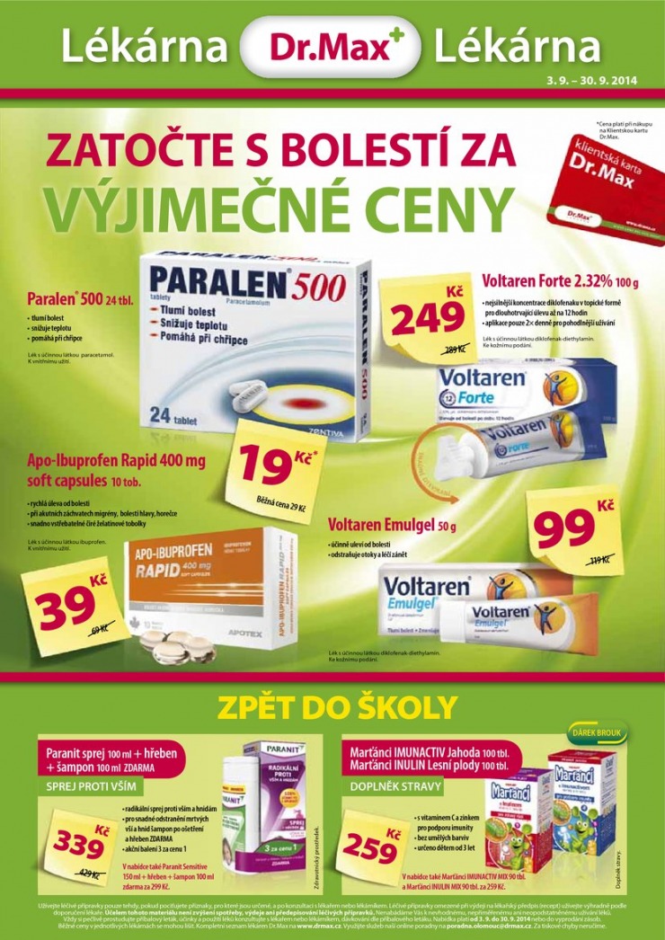 leták Dr. Max lékárna Aktuální leták od 3.9.2014 strana 1 leták Dr. Max lékárna Aktuální leták od 3.9.2014 strana 1