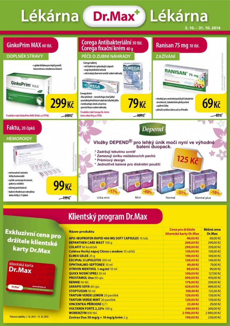 leták Dr. Max lékárna Aktuální leták od 3.10.2014 strana 1 leták Dr. Max lékárna Aktuální leták od 3.10.2014 strana 1