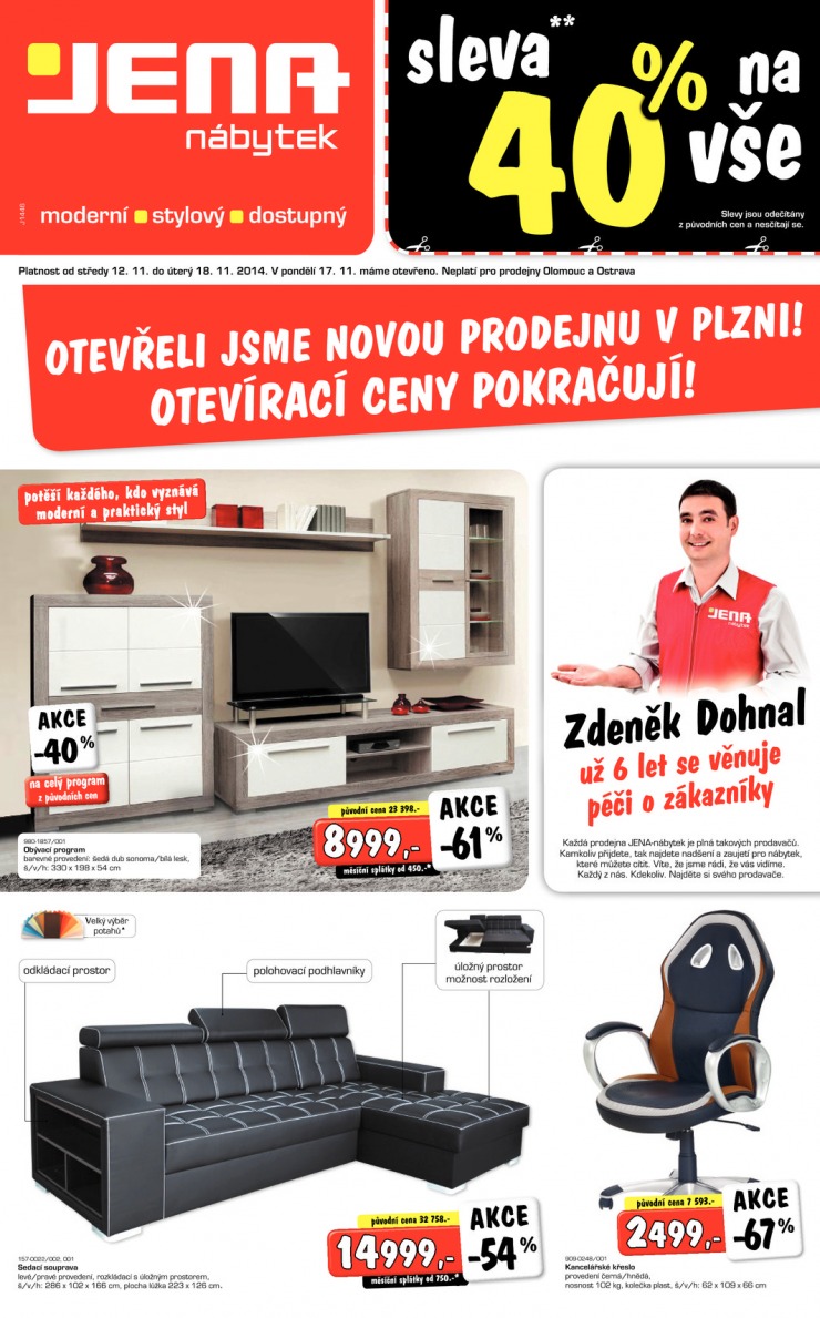leták Jena nábytek Aktuální leták od 12.11.2014 strana 1 leták Jena nábytek Aktuální leták od 12.11.2014 strana 1