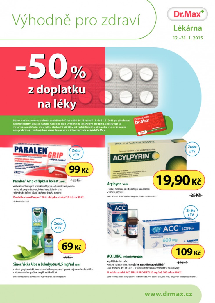 leták Dr. Max lékárna Aktuální leták od 12.1.2015 strana 1 leták Dr. Max lékárna Aktuální leták od 12.1.2015 strana 1