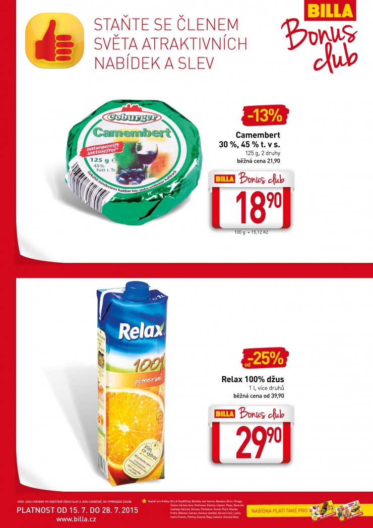 leták Billa Bonus club od 15.7.2015 strana 1 leták Billa Bonus club od 15.7.2015 strana 1